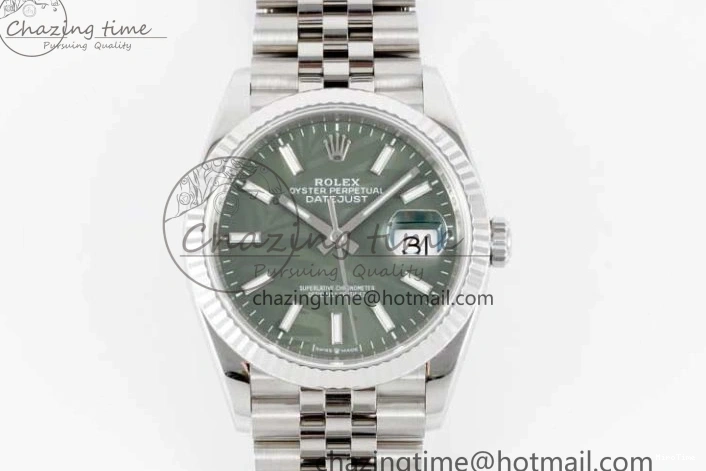 MiroTime 1227 Youthful DateJust 36 SS 116234 VSF 1:1 Best Edition 904L Steel Green Leaf Dial on Jubilee Bracelet VS 2056